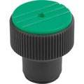 Kipp Torque Knurled Knob Size:2 D=M05, Thermoplastic Black Ral7021, Comp:Steel, Cap:Green Ral6032 K0277.2052